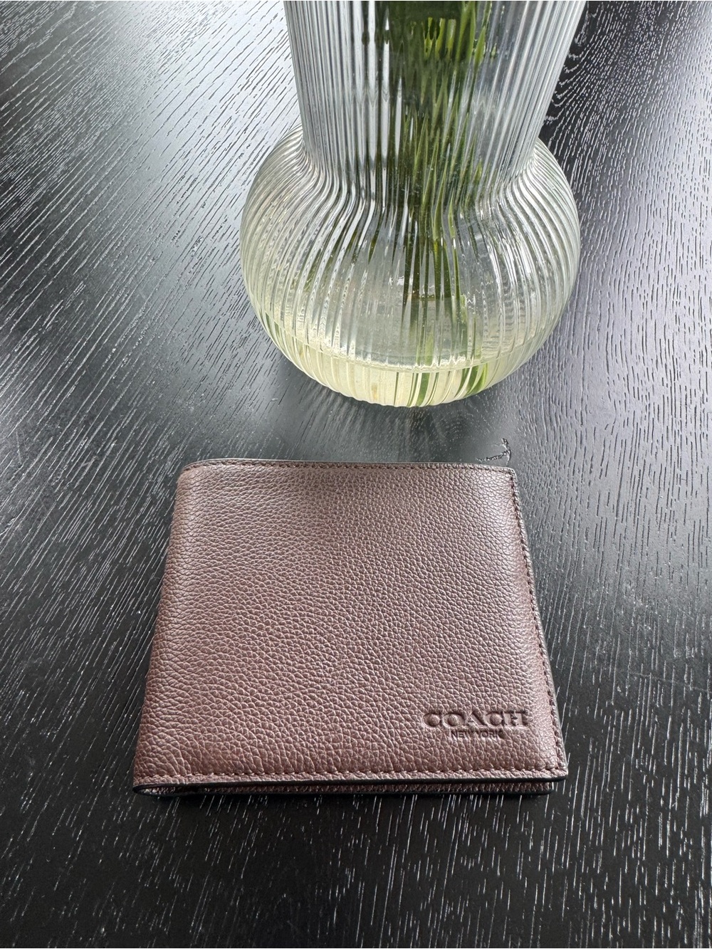 Coach Brown Pebbled Leather Bi-Fold Card & Key Holder